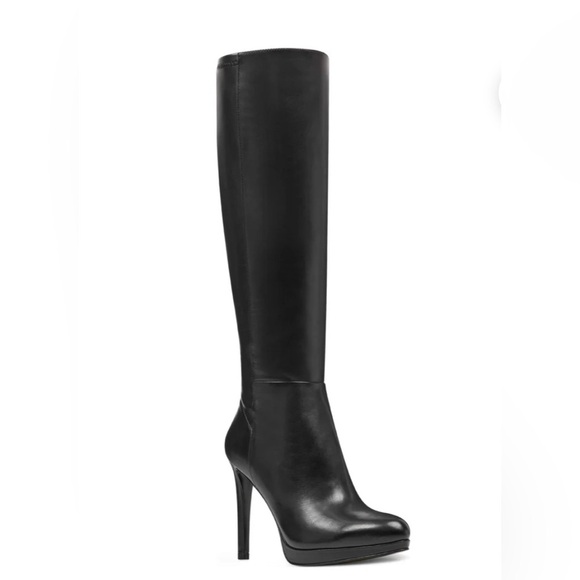 Nine West Quizme Wide Calf Platform Boots size 8 excellent condition black - Picture 1 of 10